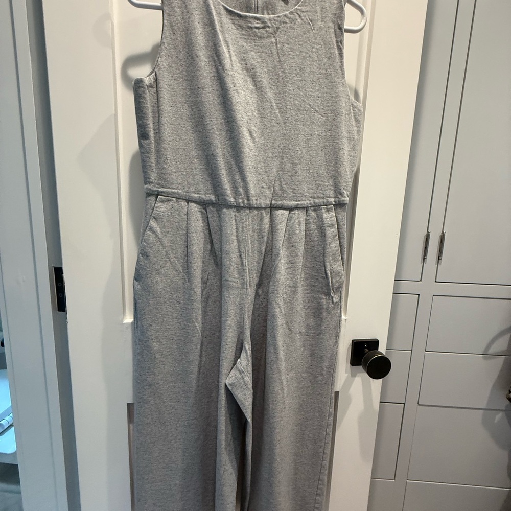 Eileen Fisher Gray Cropped Jumpsuit with Relaxed Fit